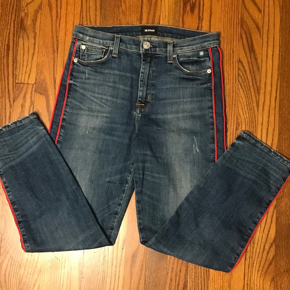 Hudson Zoey High Rise Red Tuxedo stripes Jeans 27 - Picture 12 of 16